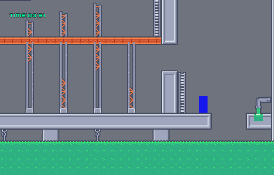 Photo showing the game 'Flood Escape' which tied for 2nd place in the KTS Game Jam 1, with a cartoonish character standing in front of flood water.