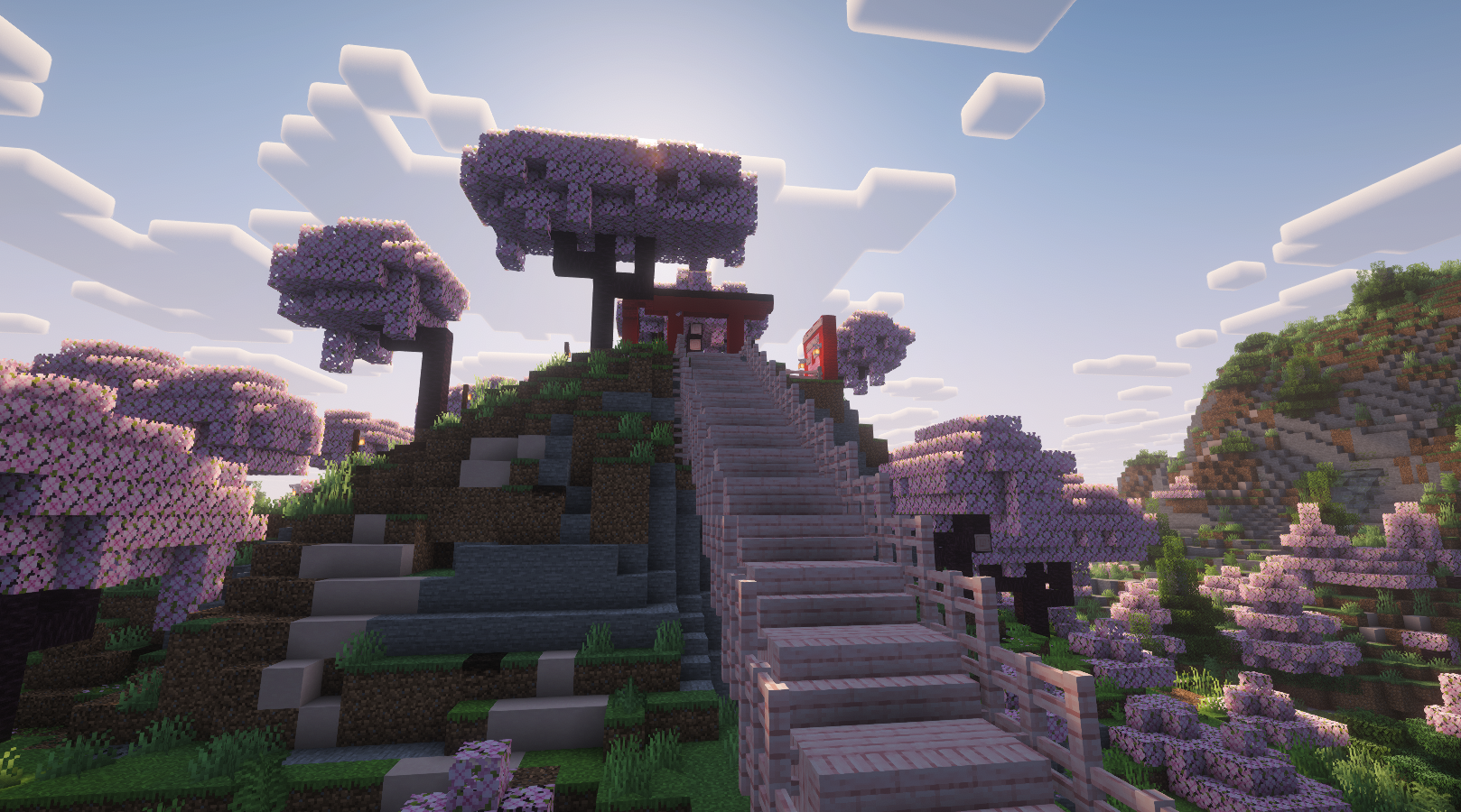 Spawn of KimuraCraft showing Cherry Blossom trees